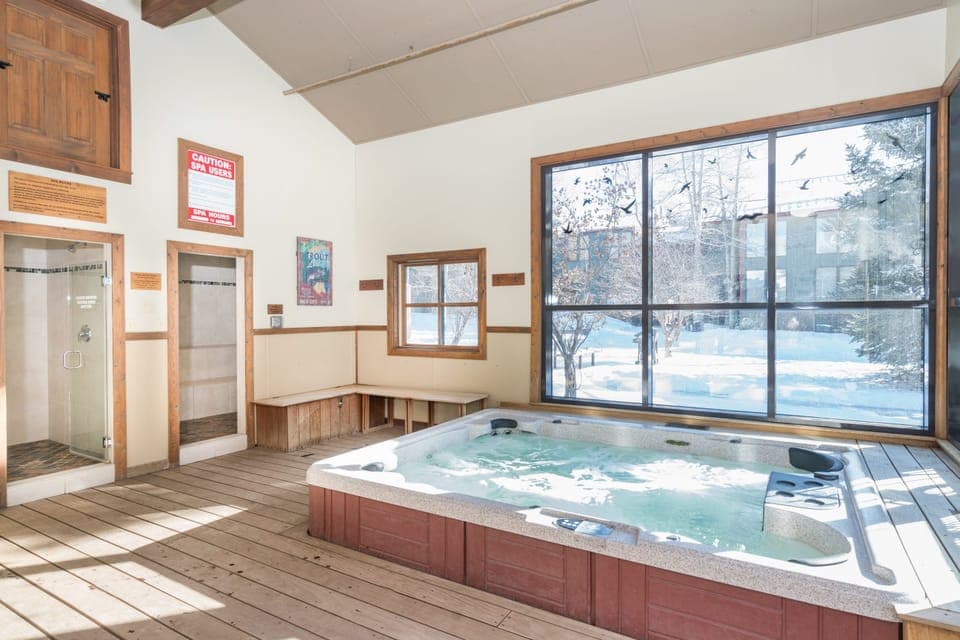 Communal indoor hot tub.