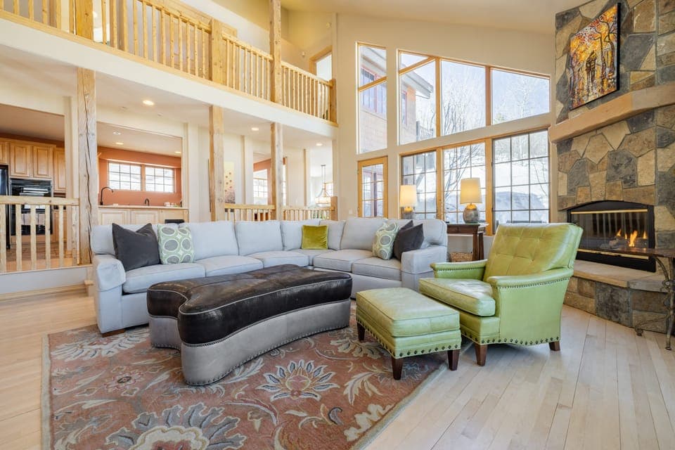 Comfortable sectional to fit a large group.
