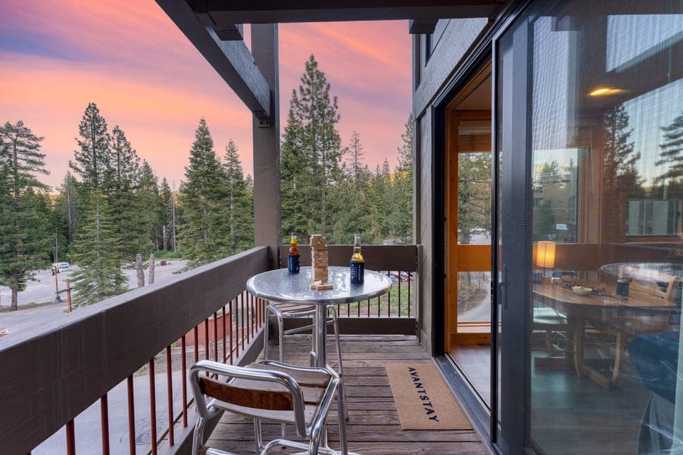 Private balcony with outdoor seating.