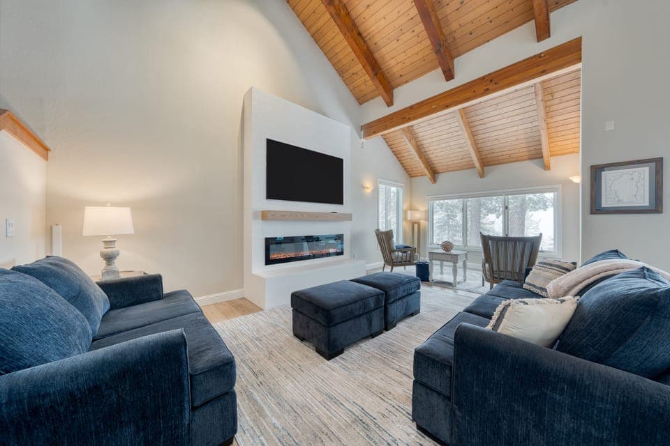 Beautiful living area with vaulted ceilings.