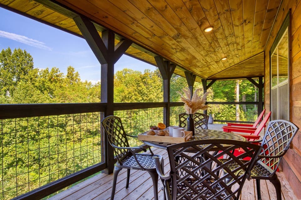 Dine outdoors with stunning mountain views.