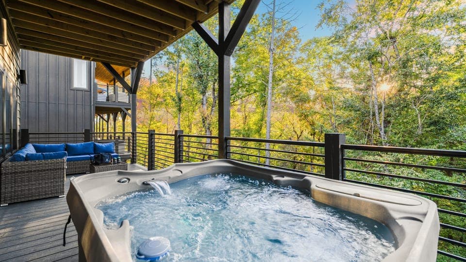 Enjoy a rejuvenating soak in the hot tub.