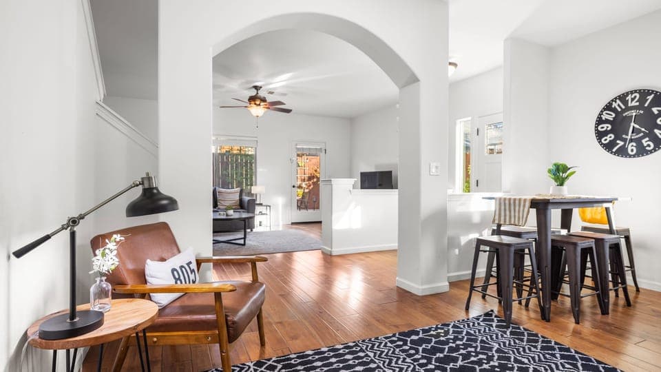 Open layout connects dining and living for easy entertaining