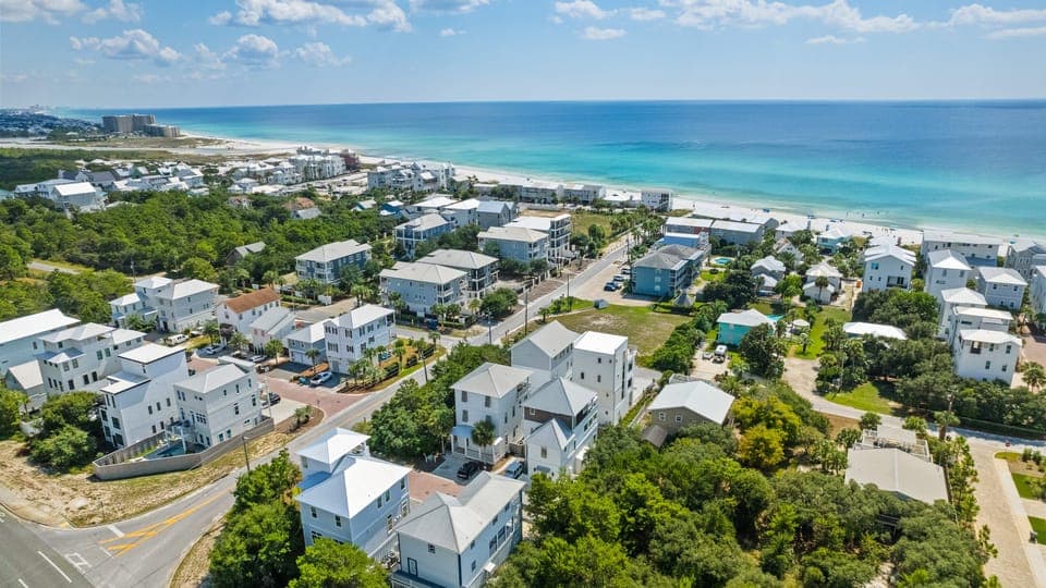 Aerial view of the coastal neighborhood.