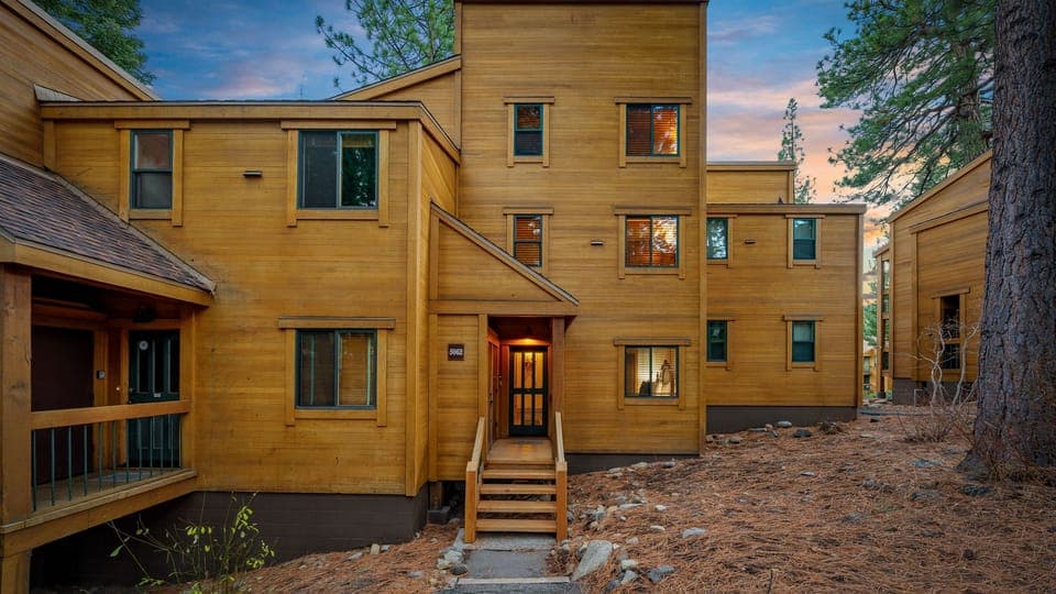Warm and inviting mountain condo with a private entrance, surrounded by towering Tahoe pines.