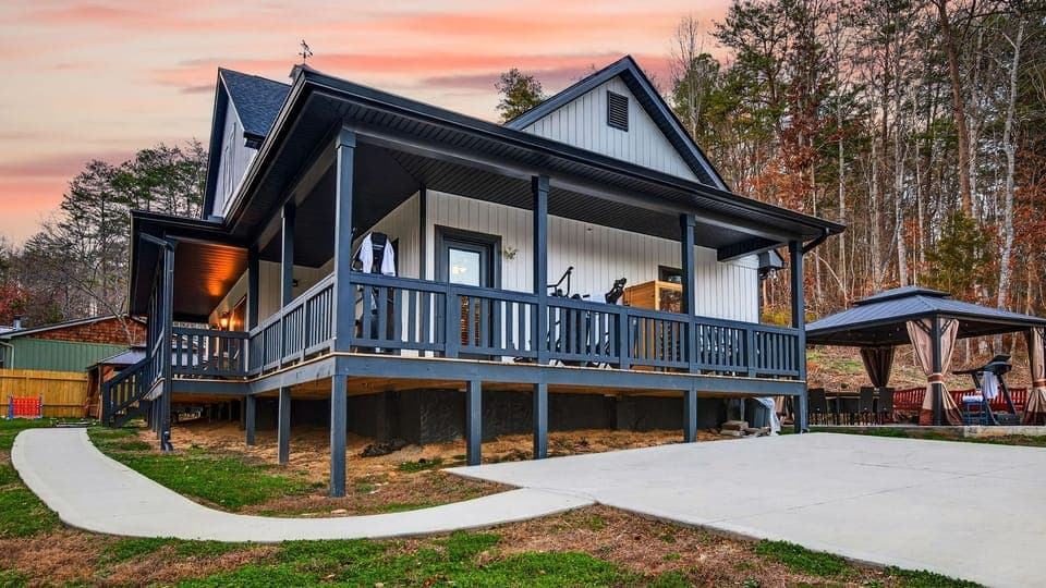 A welcoming mountain home with easy access, ample parking, and outdoor spaces to explore.