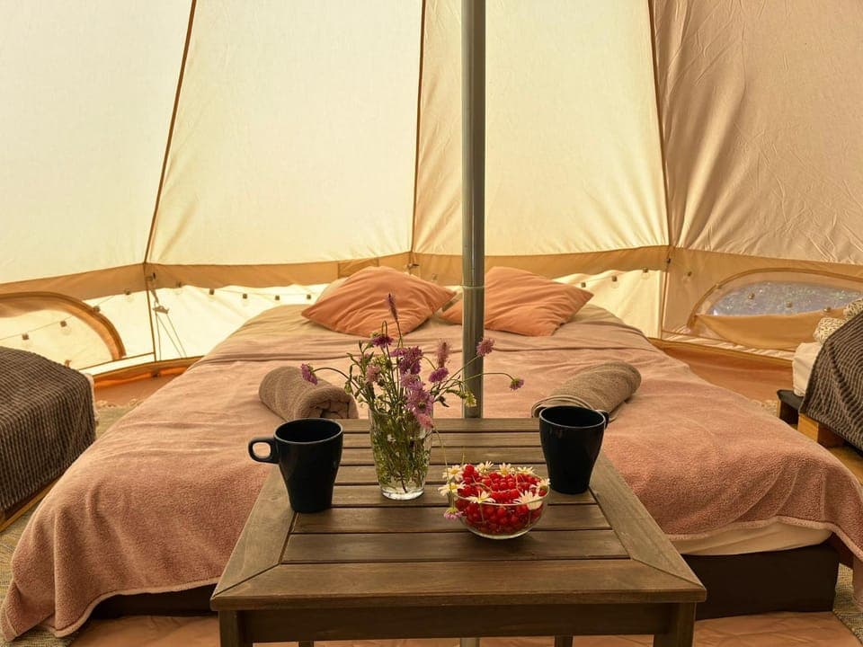 Bed, Seating area, Bedroom