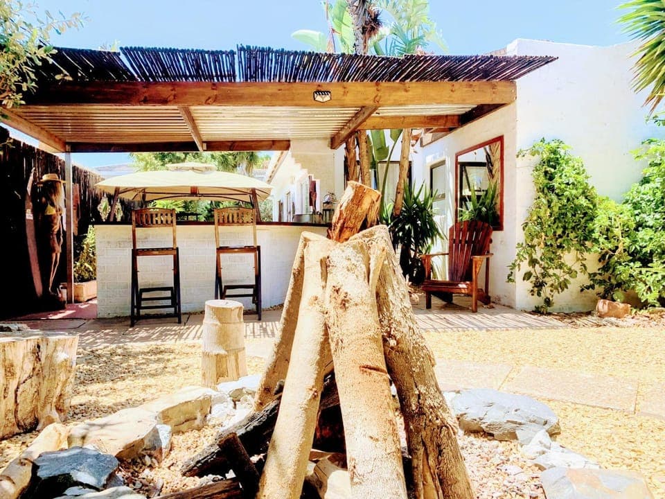Garden view, fireplace