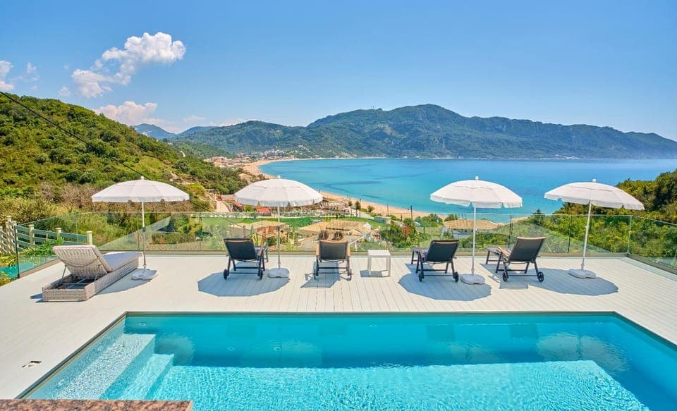 Patio, Natural landscape, Sea view, sunbed