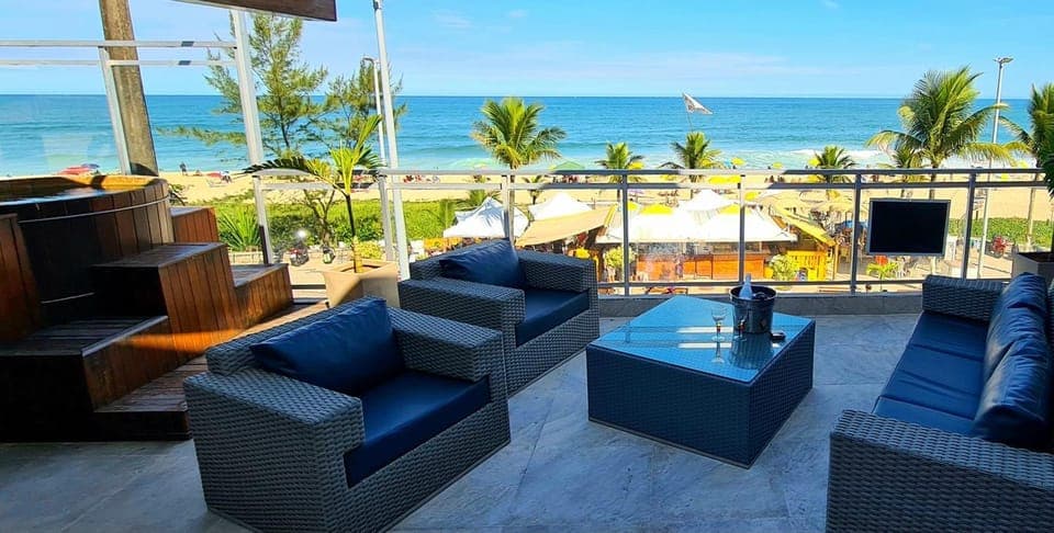 Day, Natural landscape, View (from property/room), Balcony/Terrace, Seating area, Beach, Sea view