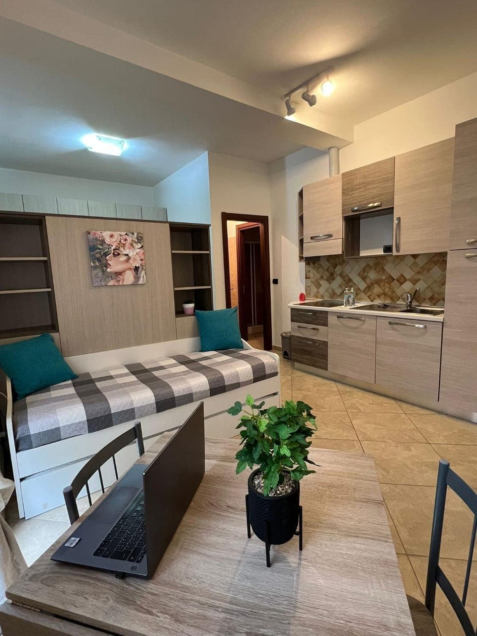 Kitchen or kitchenette, Photo of the whole room, Seating area, Dining area, stove