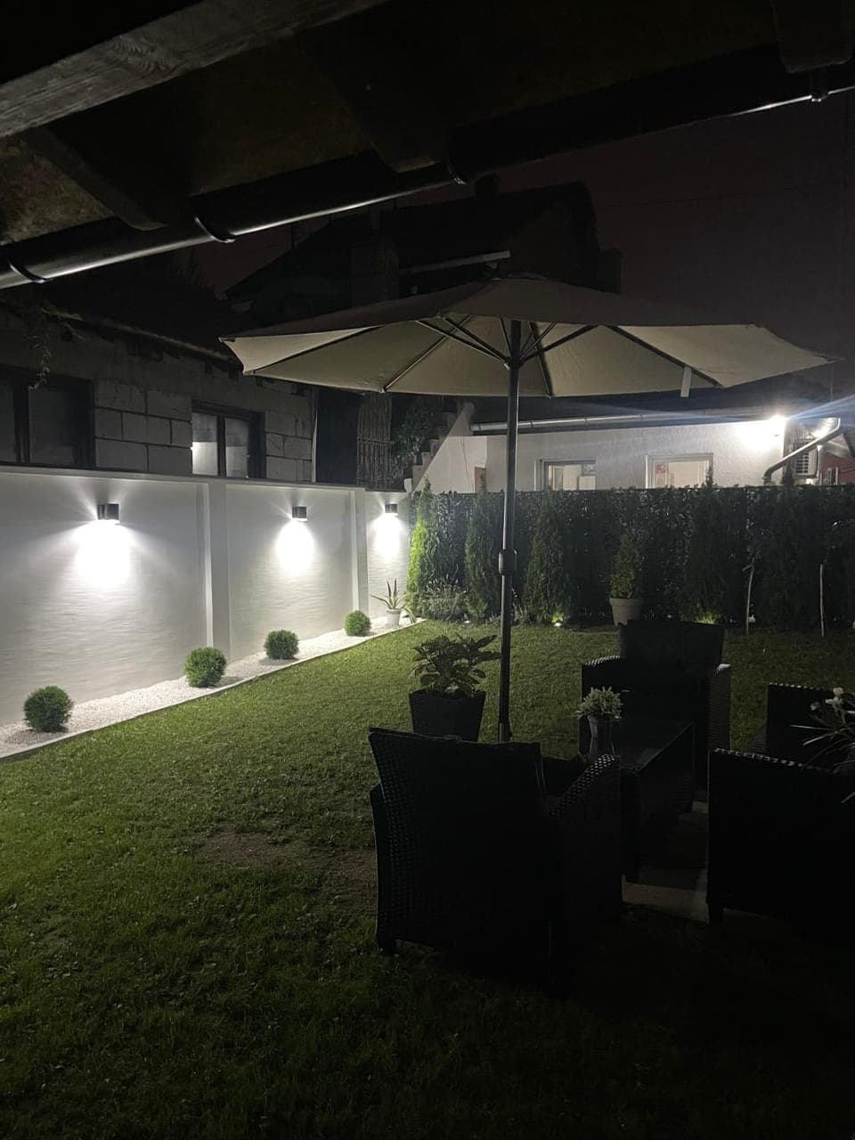 Patio, Night, Garden, Garden view