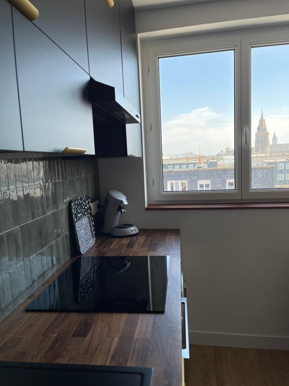 Kitchen or kitchenette, stove