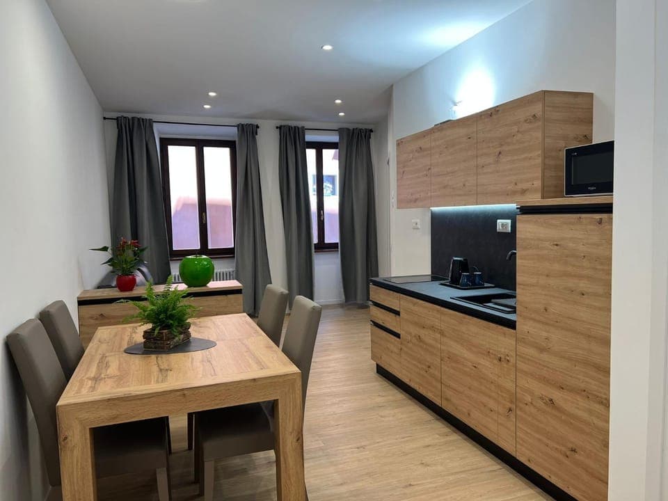 Kitchen or kitchenette, Living room, stove