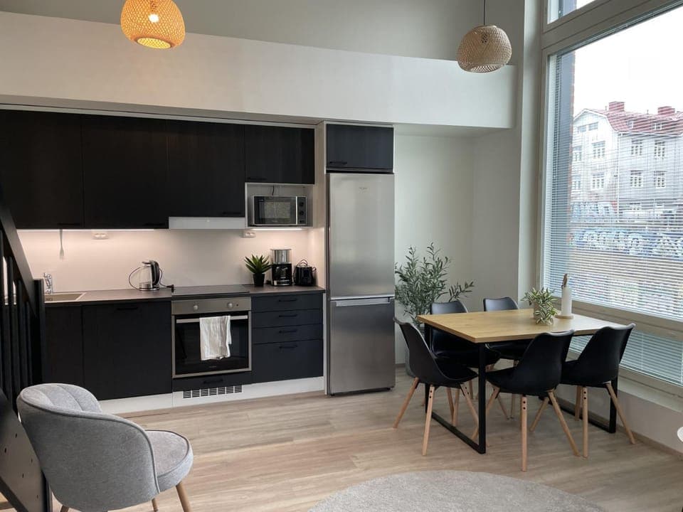 Kitchen or kitchenette, Dining area, dishwasher, minibar, pet friendly, stove, toaster