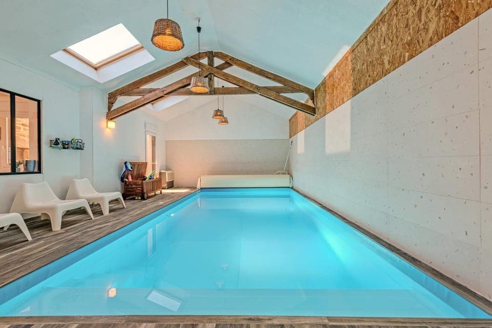 Property building, Living room, Swimming pool