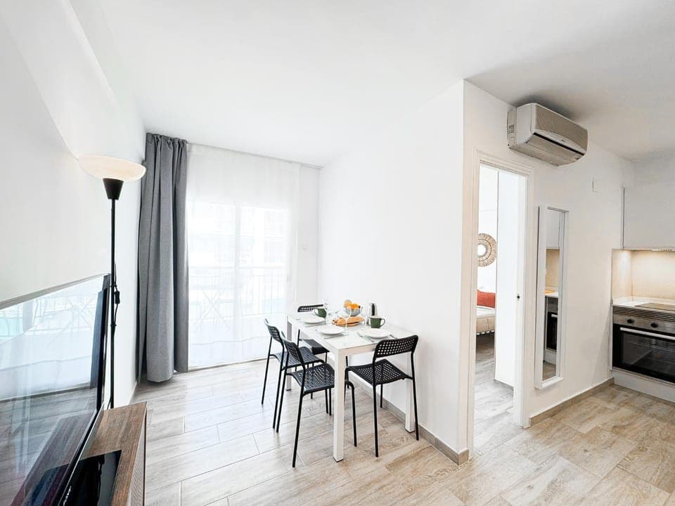 Kitchen or kitchenette, Living room, Seating area, Dining area, oven, stove, kitchen, air conditioner