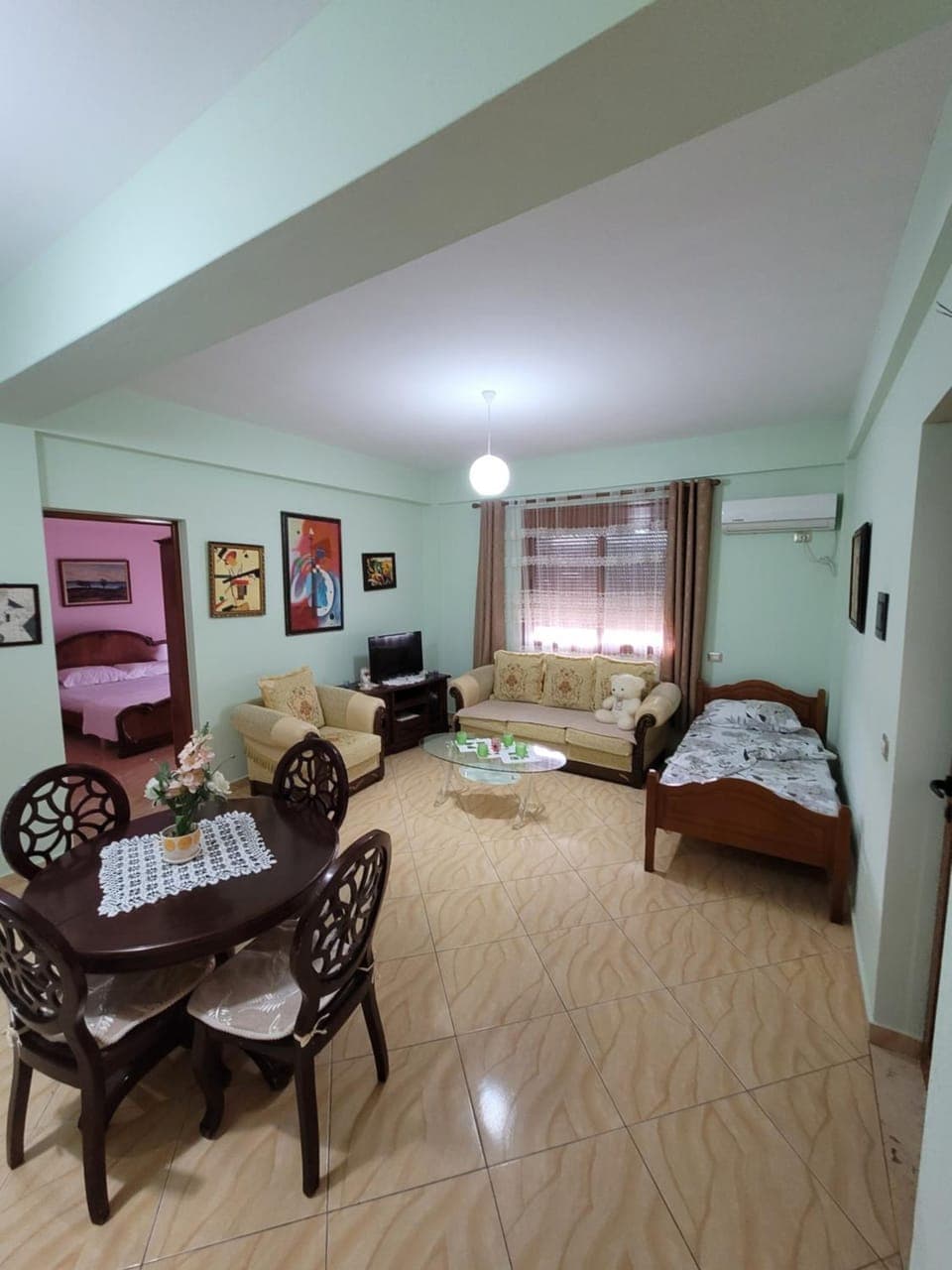 Living room, kitchen