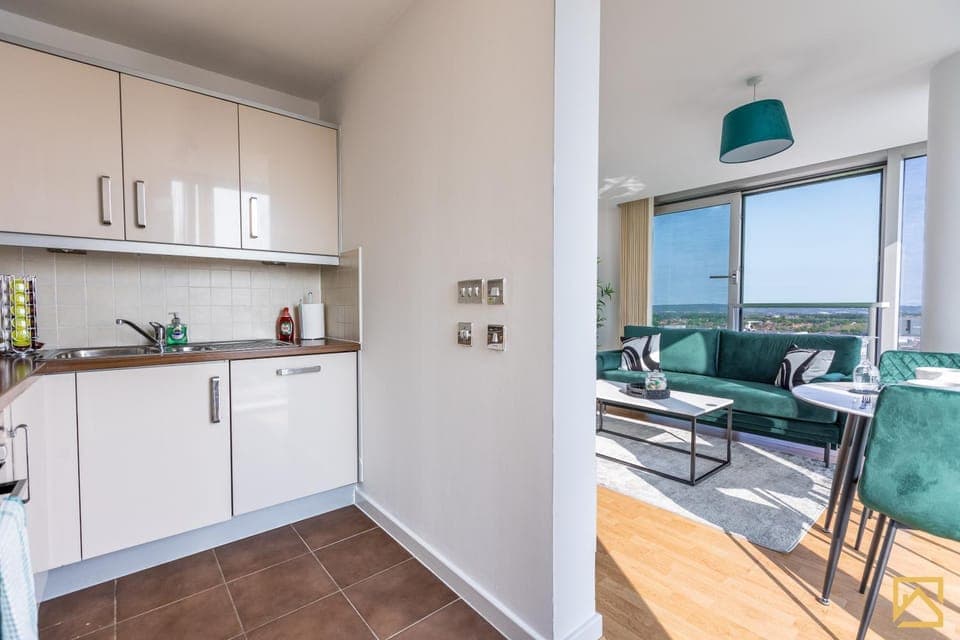 Living room, City view, kitchen, kitchen