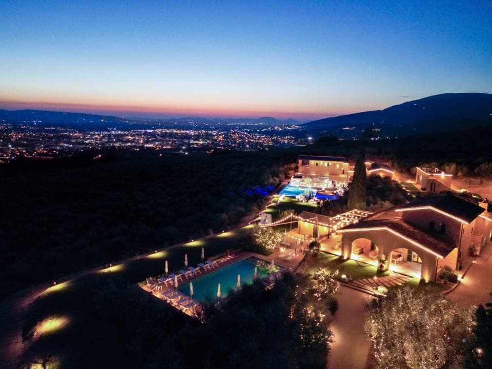 Night, Bird's eye view, Pool view