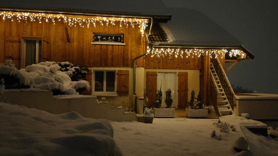 Property building, Night, Winter