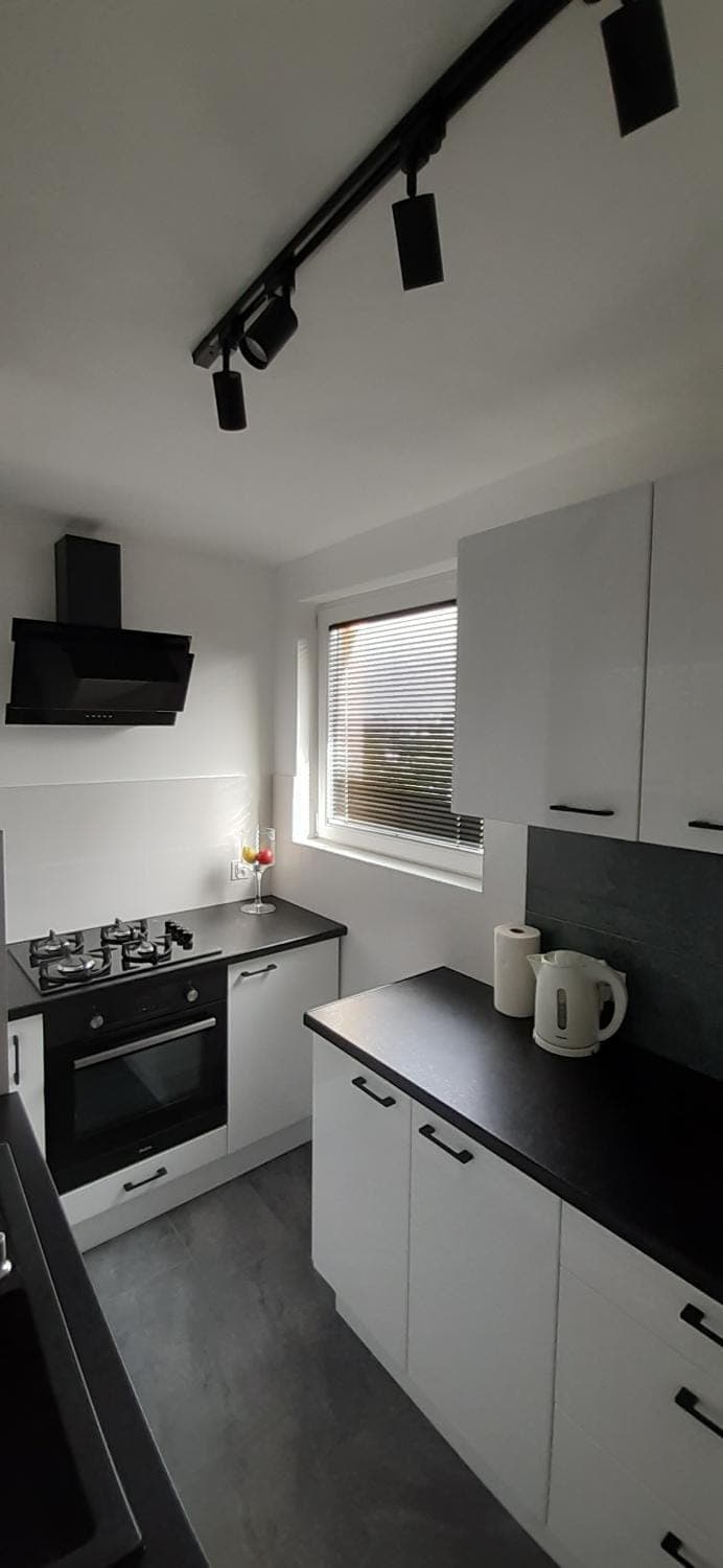 Kitchen or kitchenette, stove