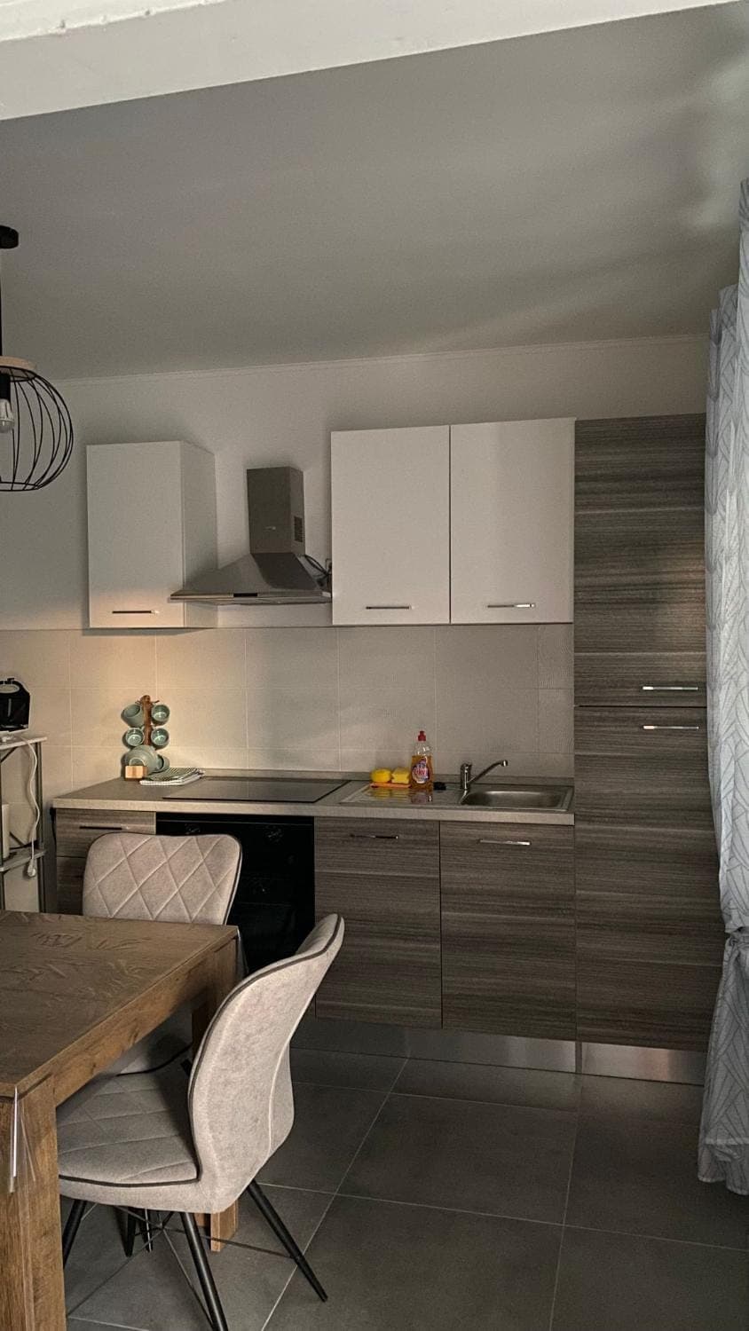 Kitchen or kitchenette, hair dresser