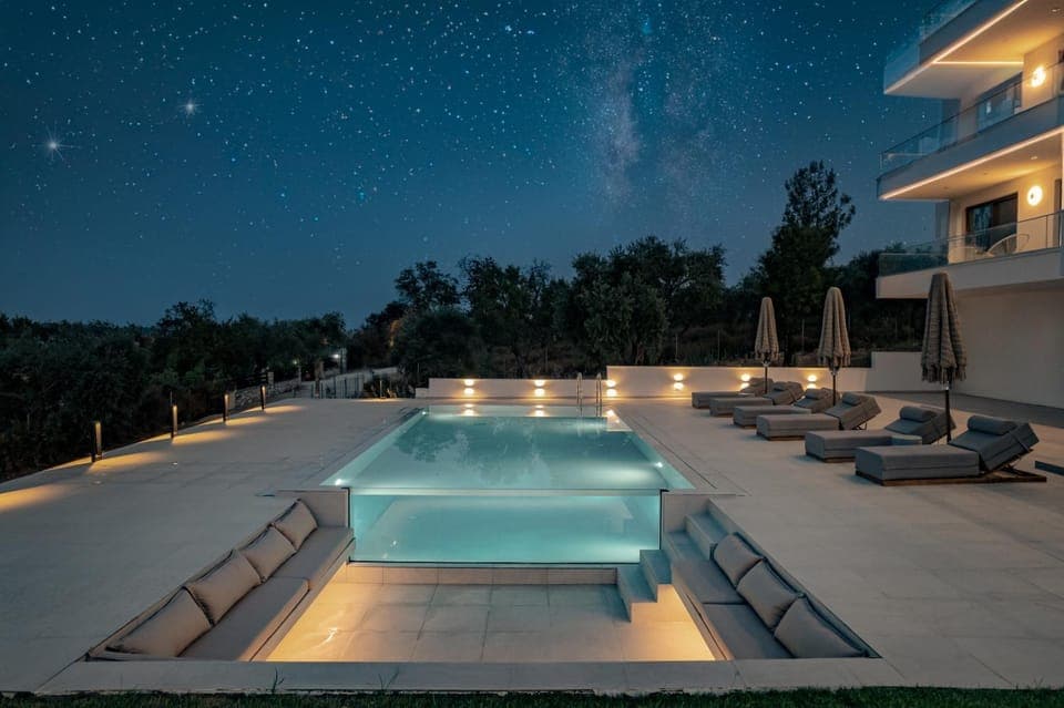 Night, Natural landscape, Swimming pool