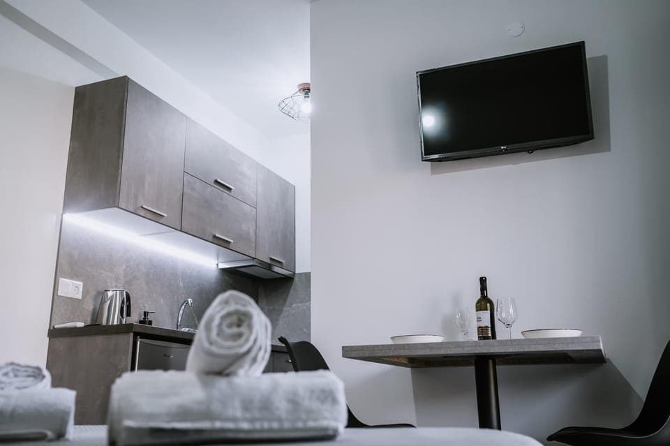 Bed, TV and multimedia, Kitchen or kitchenette, Photo of the whole room, Dining area, Evening entertainment, Bedroom