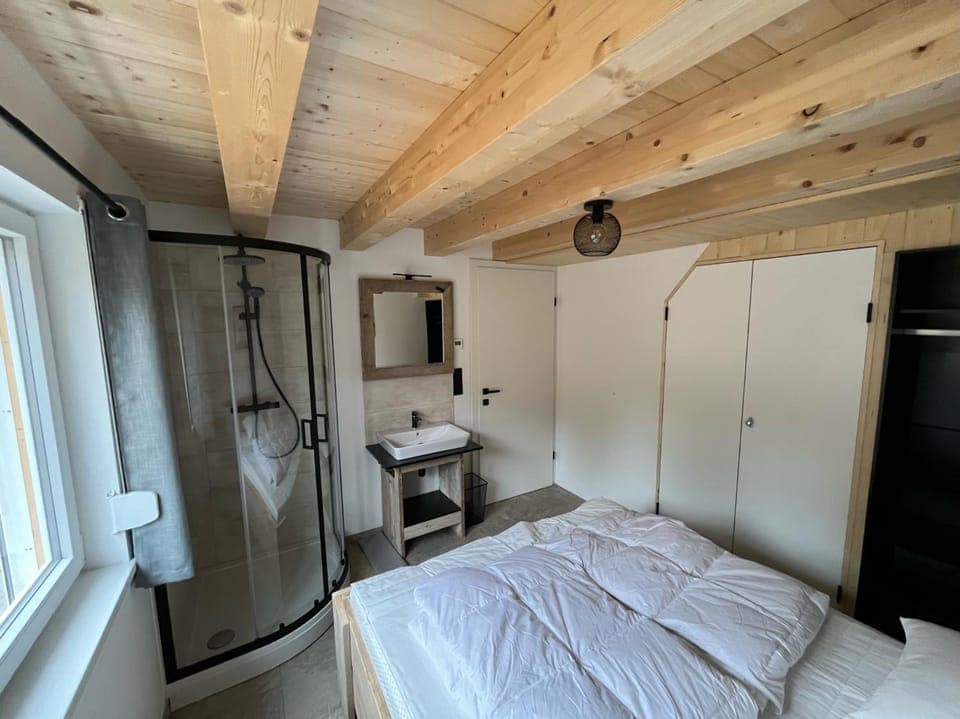 Shower, Bed, Photo of the whole room, Bedroom