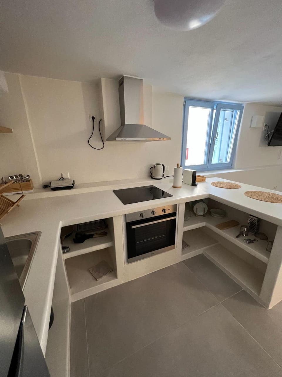 Kitchen or kitchenette, stove