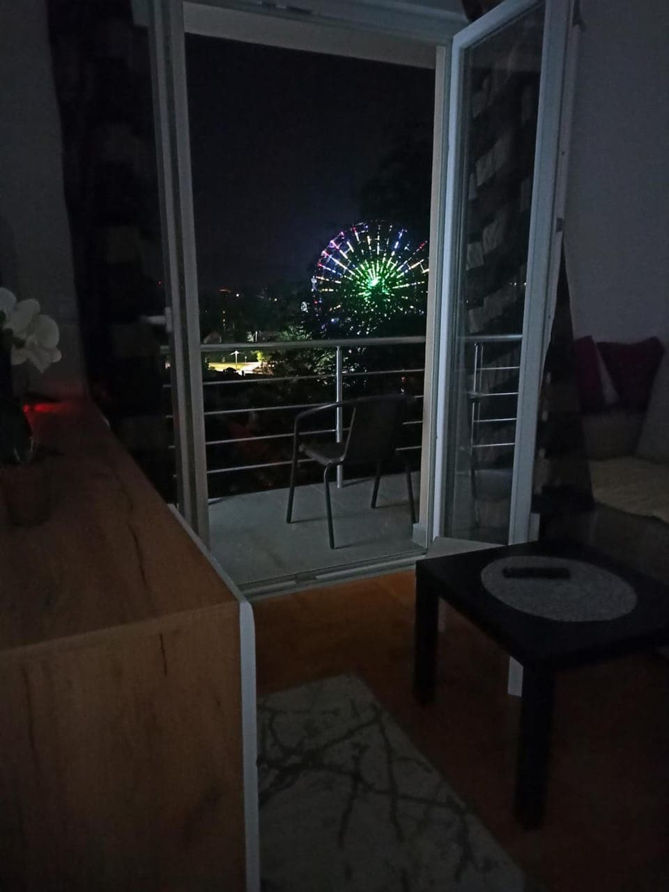 Night, View (from property/room), Balcony/Terrace, Living room