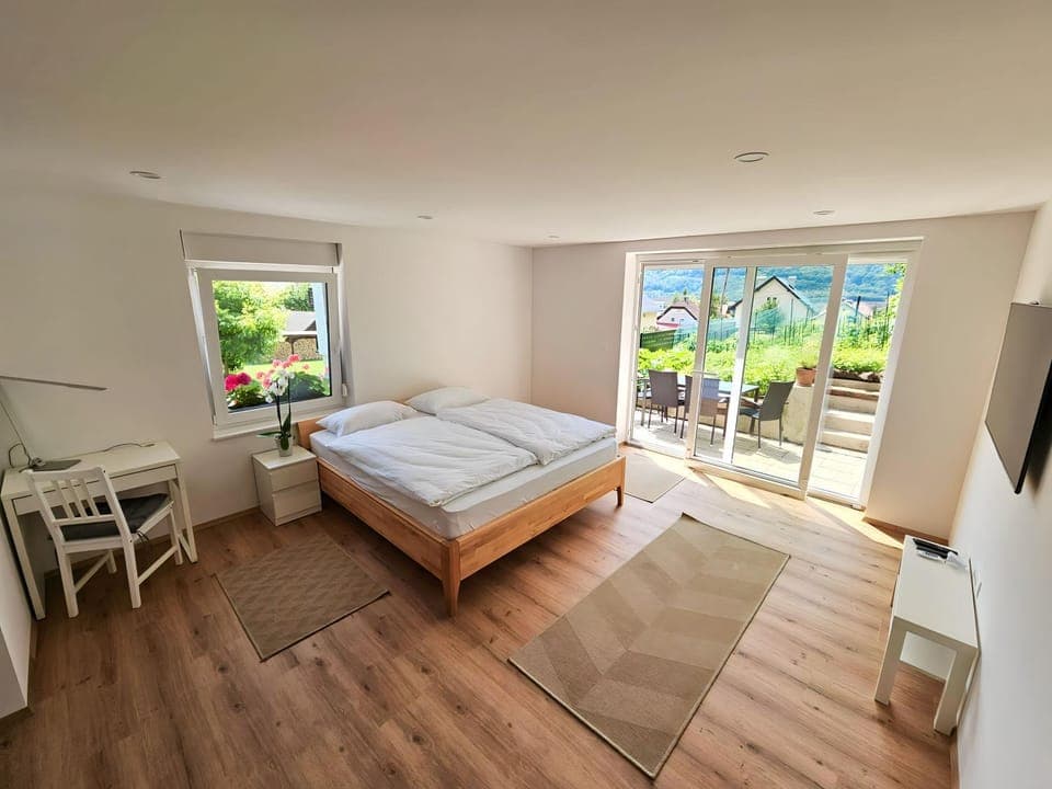 Bed, TV and multimedia, Photo of the whole room, Bedroom, Garden view