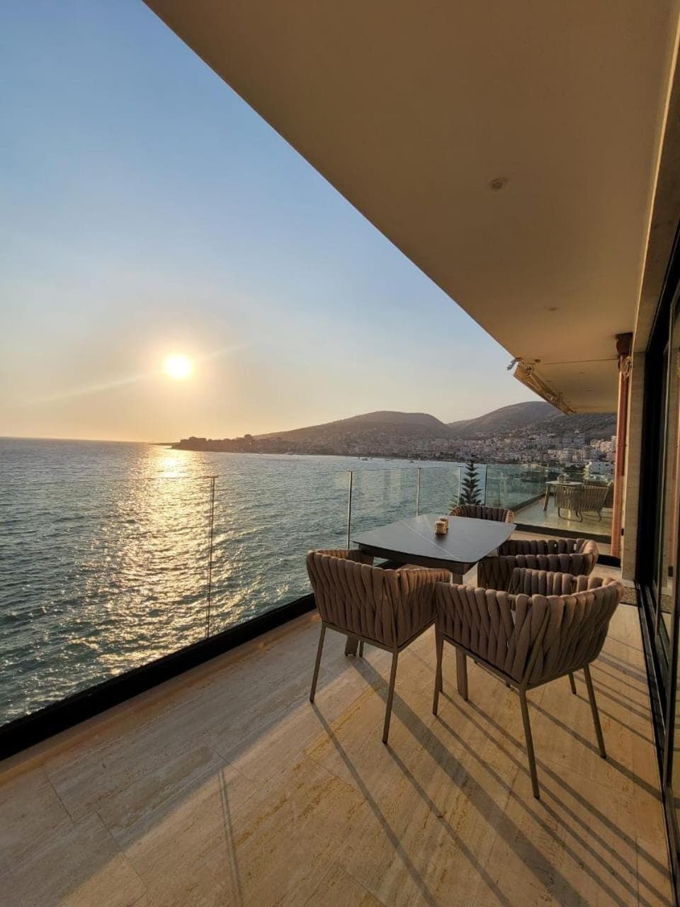 Patio, Day, Natural landscape, View (from property/room), Balcony/Terrace, Seating area, Mountain view, Sea view, Sunrise, Sunset