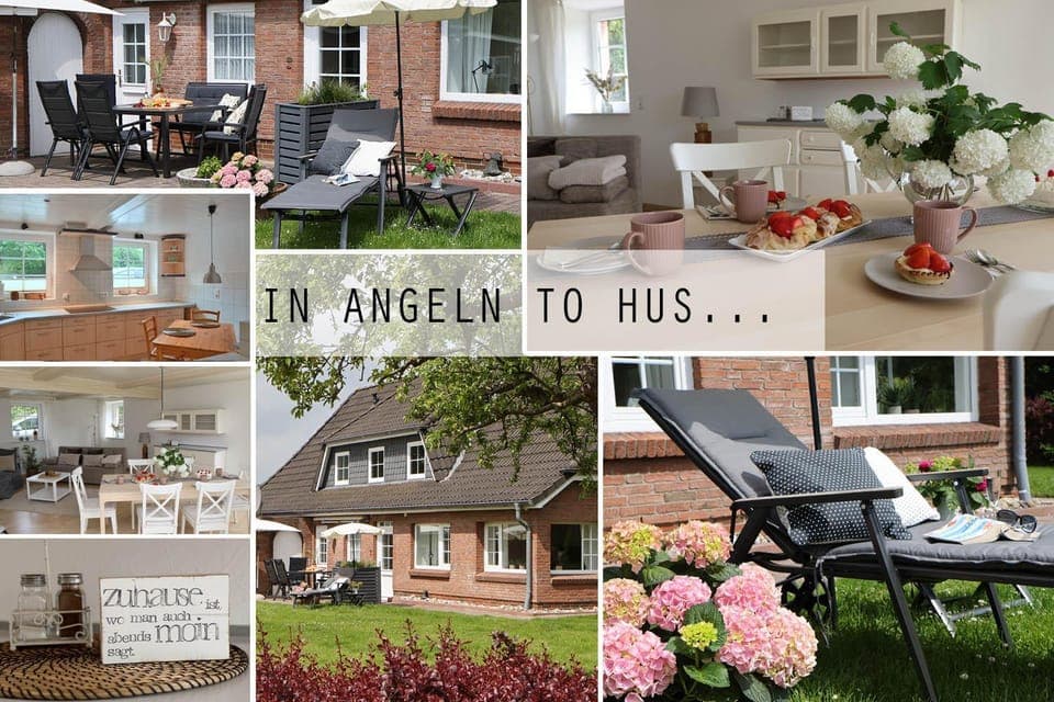 Patio, Garden, Living room, Seating area, Dining area, Text overlay, Garden view