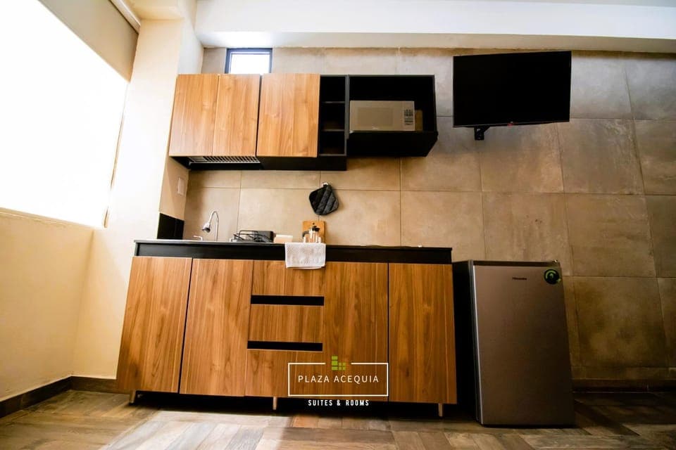 Kitchen or kitchenette, minibar, oven
