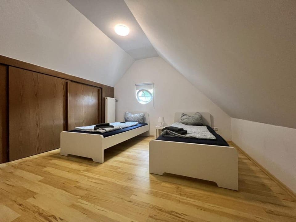 Bed, Photo of the whole room, Bedroom, towels, wardrobe