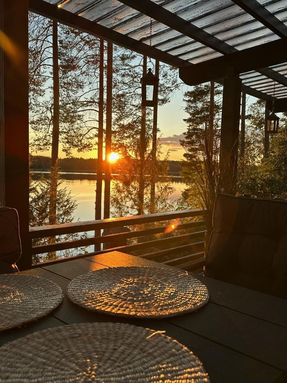 Patio, Lake view, Sunset
