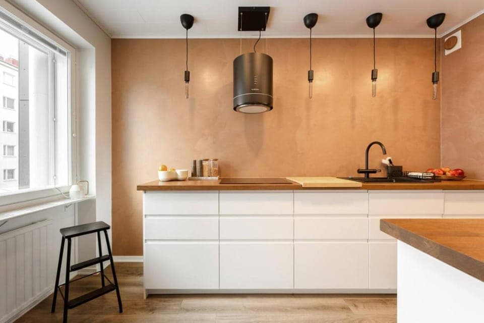 Kitchen or kitchenette, stove