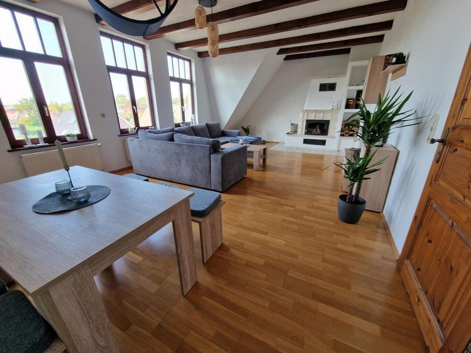 Living room, Dining area, flat iron