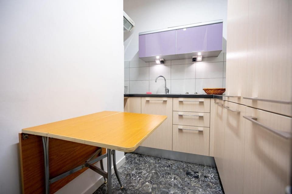 Kitchen or kitchenette, stove
