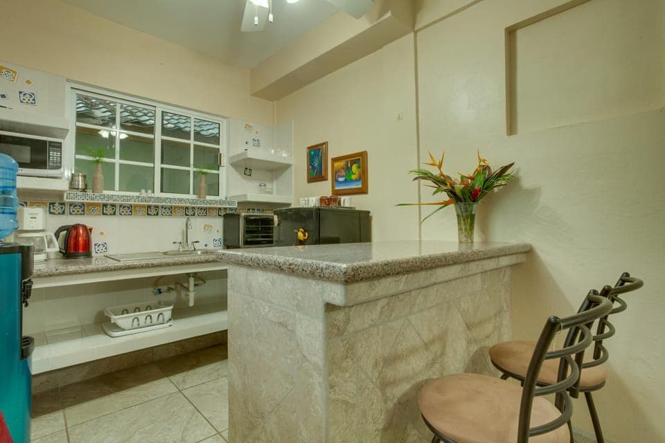 Kitchen or kitchenette, minibar, stove