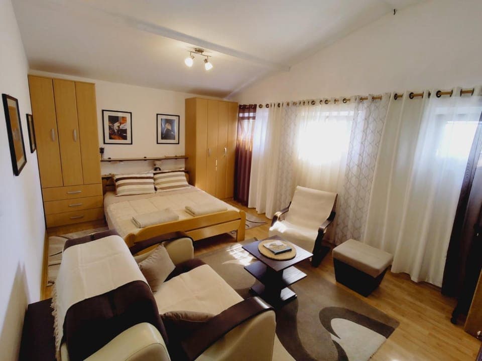 Bed, Living room, Photo of the whole room, Seating area, Bedroom