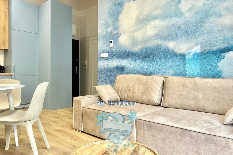 Living room, Seating area, Dining area, air conditioner