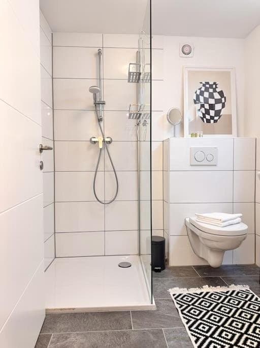 Shower, Toilet, Bathroom, towels