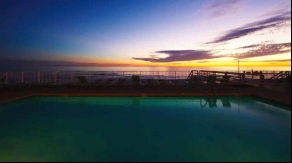 Pool view, Sea view, Swimming pool, Sunset