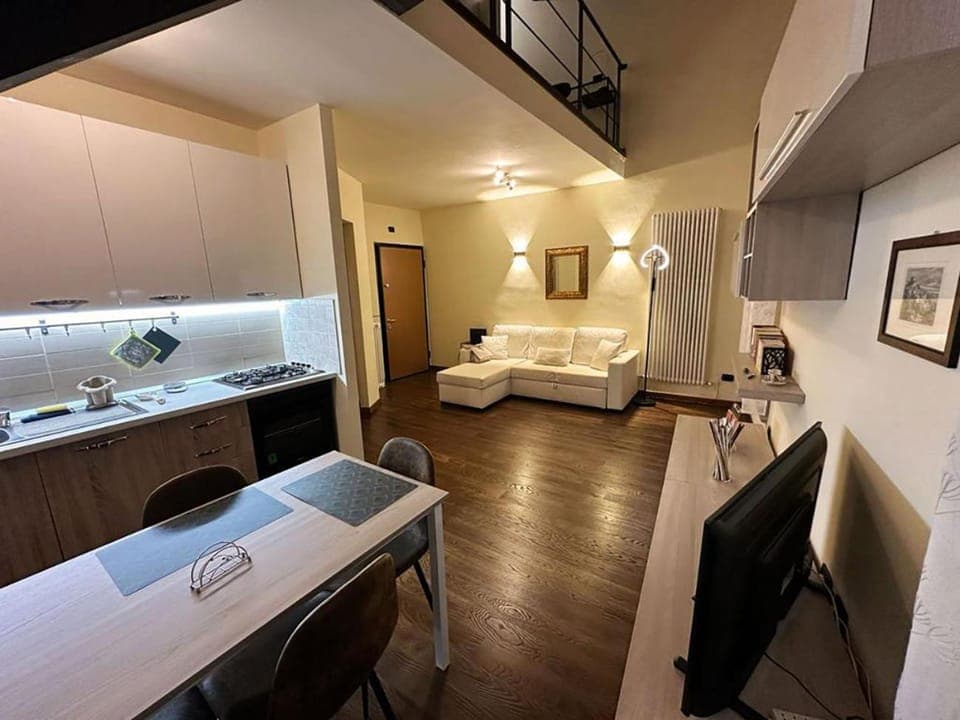 Bed, TV and multimedia, Kitchen or kitchenette, Living room, hair dresser