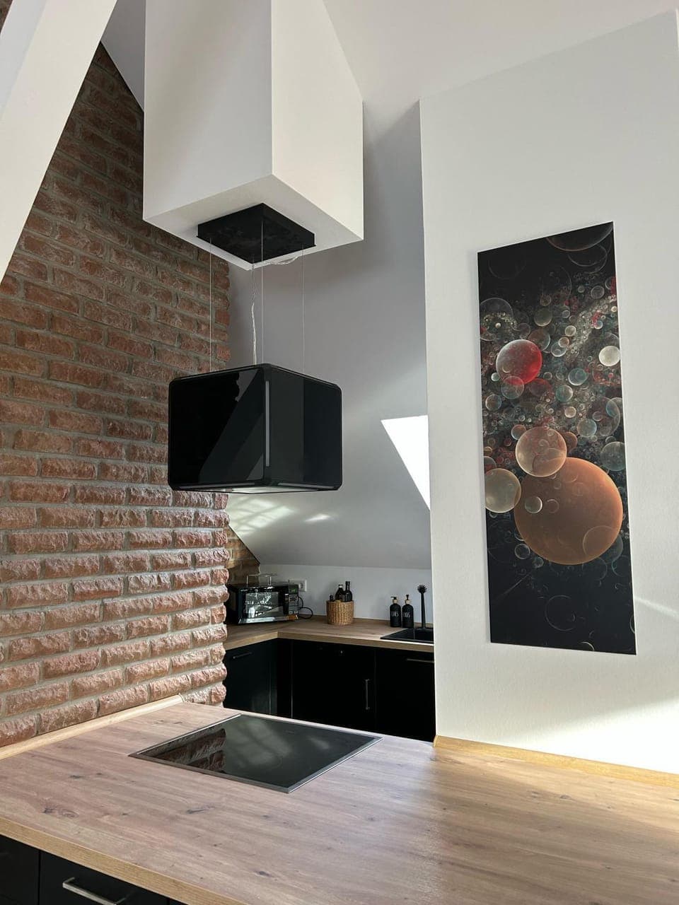 Kitchen or kitchenette, stove