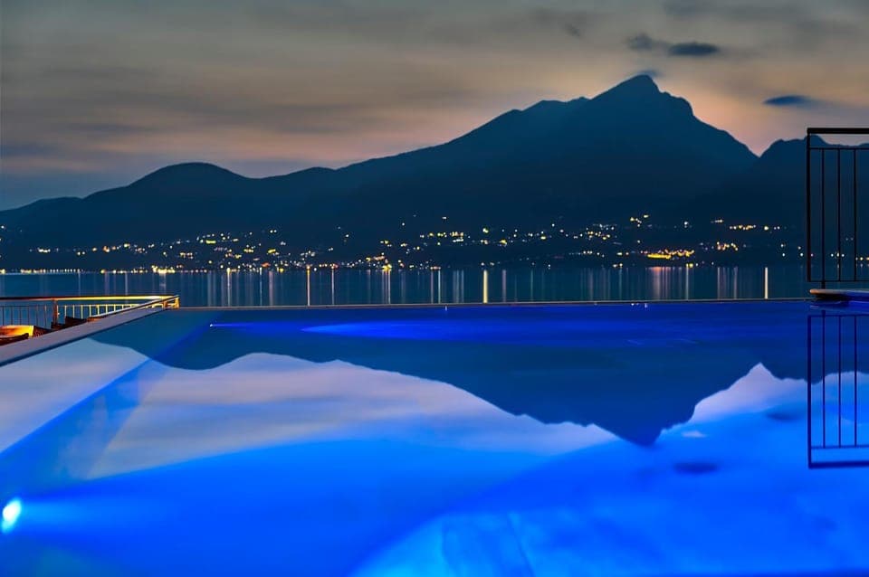 Night, Pool view, Swimming pool