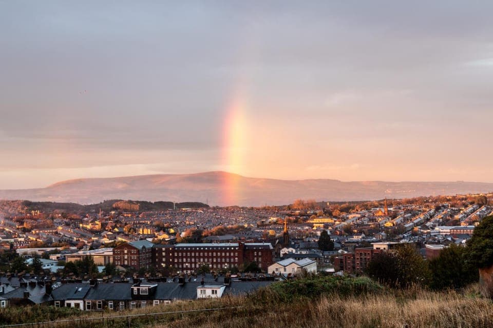 Natural landscape, City view, Mountain view, Sunset